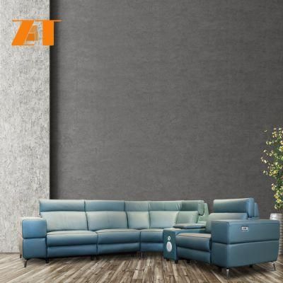 Italian Style Living Room Green Luxury Recliner Reclining Sofas Modern Leather L Shape Corner Sofa Set