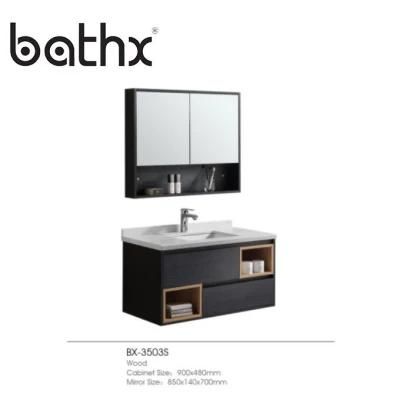 90cm Width Modern Style Furniture Wall Mounted Bathroom Vanity Waterproof Wooden Wash Cabinet