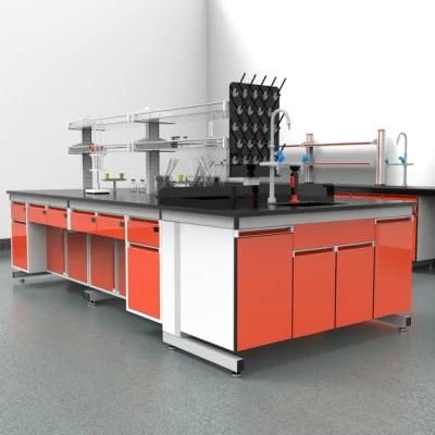 Hospital Wood and Steel Lab Furniture with Power Supply 200A, Physical Wood and Steel Lab Bench at School/