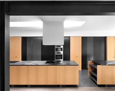 Apartment Large Sized Frameless Modular Wood Grain Laminate Kitchen Cabinet