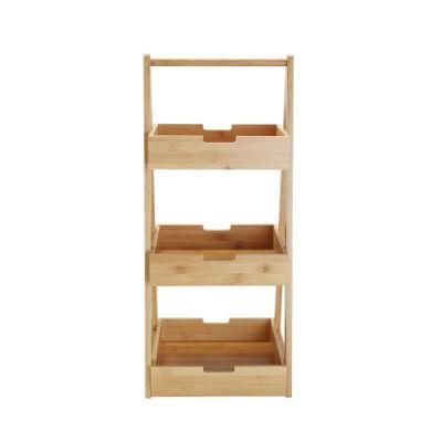 3-Tire Bamboo Bathroom Accessory Storage Shelf