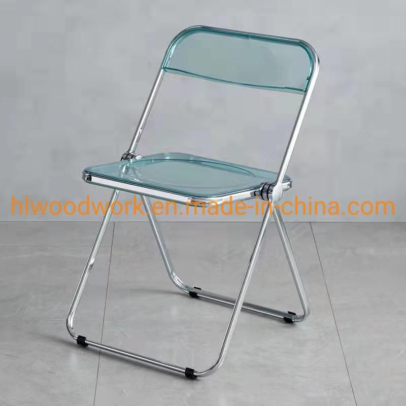 Modern Transparent Green Folding Chair PC Plastic Dining Room Chair Chrome Frame Office Bar Dining Leisure Banquet Wedding Meeting Chair Plastic Dining Chair