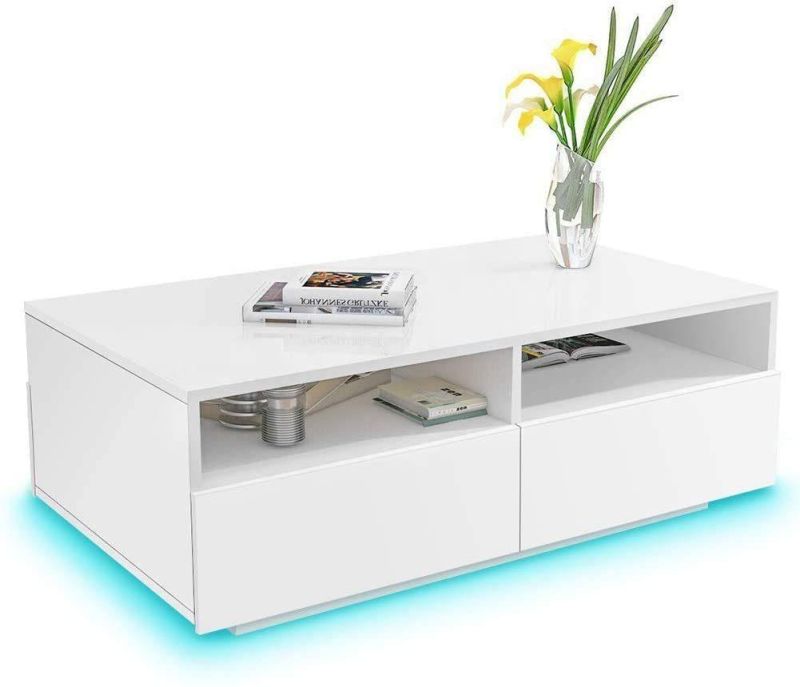 Modern White Glossy Coffee Table Cocktail Table End Table for Living Room Home Office Furniture