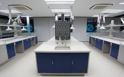 Pharmaceutical Factory Wood and Steel Wall Furniture for Lab, Chemistry Wood and Steel Movable Lab Bench/