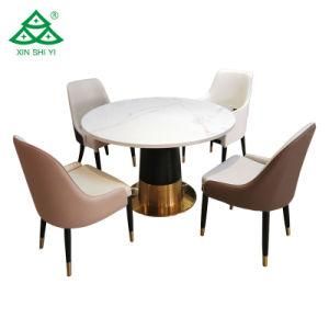 Luxury Villa Dining Room Furniture Round Marble Dinging Table Set