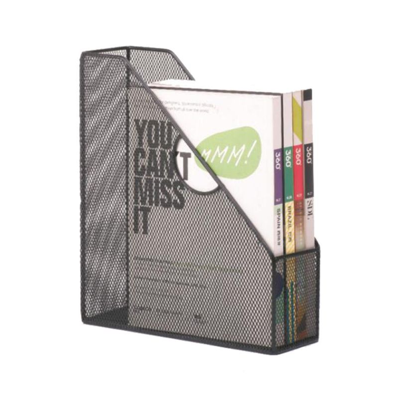 Office Metal Wire Mesh 2 Dividers Paper Magazine File Holder