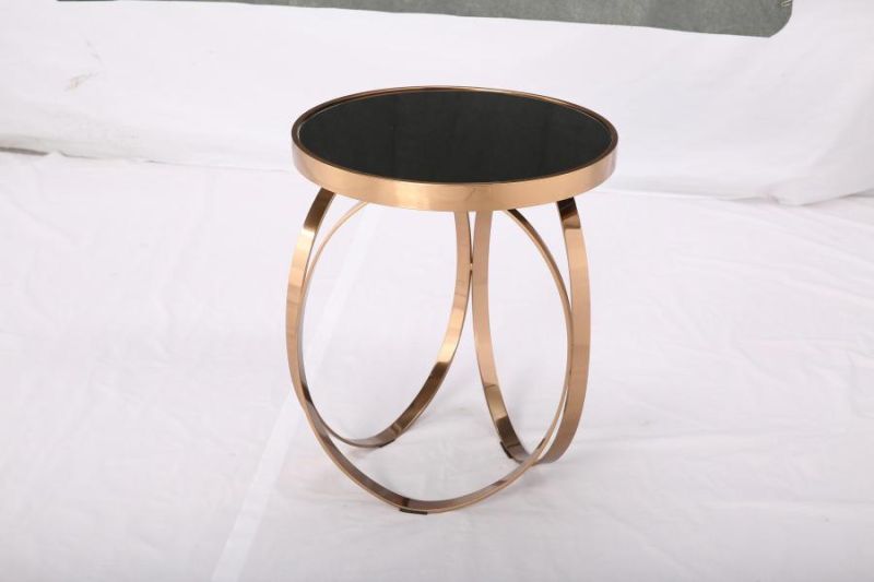 Mini Coffee Table Home Furniture with Metal Frame and Black Marble