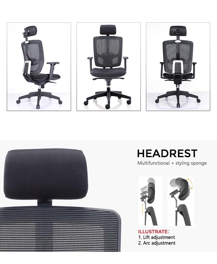 Office Furniture Manufacturer Modern Headrest Staff Swivel Mesh Office Chair