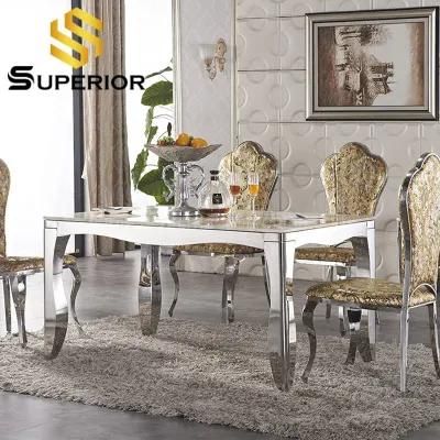 UK Home Low Price Stainless Steel Frame Marble Dining Table