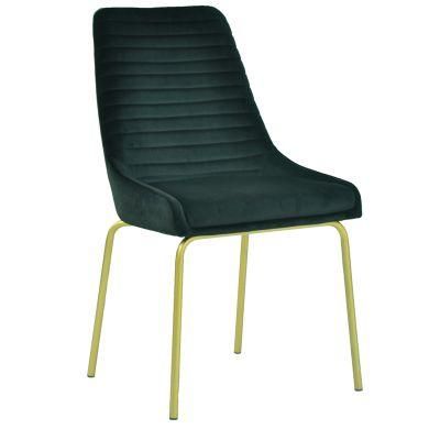 Golden Legs Fabric Furniture Velvet Green Dining Chair for Kitchen Dining Room