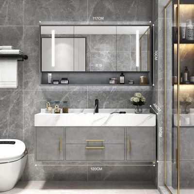 Exquisite Exterior Design White Wall Mounted Irregular Design Bathroom Vanity Cabinet with LED Mirror