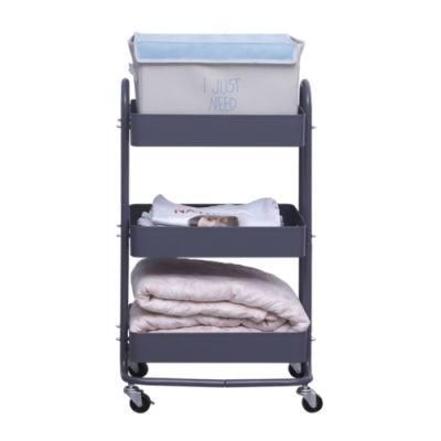 Movable Multi-Purpose Home Storage 3 Tiers Metal Cart Kitchen Vegetable Trolley Storage Rolling Cart