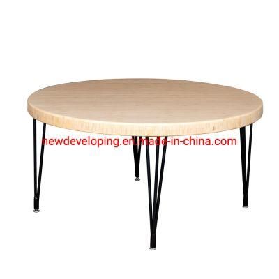 Factory Direct Selling Modern Living Room Coffee Table, Metal Black Base with Bamboo Counter Top