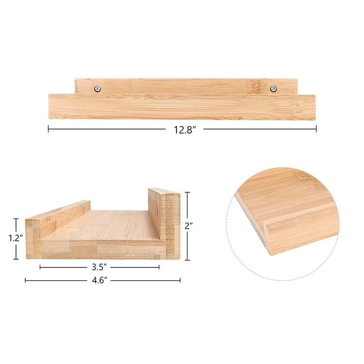 Bamboo Wall Mounted Floating Shelf Bamboo Picture Ledge Wooden Display Shelves