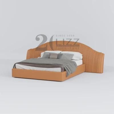 Unique Italian Top Leather Hotel Home Furniture Set Modern Luxury Bedroom Upholstered King Size Bed
