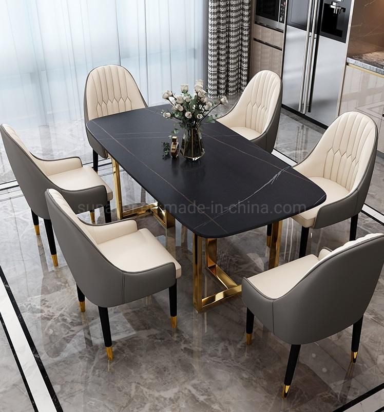 Stainless Steel Home Furniture Set Living Room Marble Dining Table