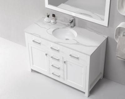 Solid Surface Floor Mounted Bathroom Washing Basin Cabinet