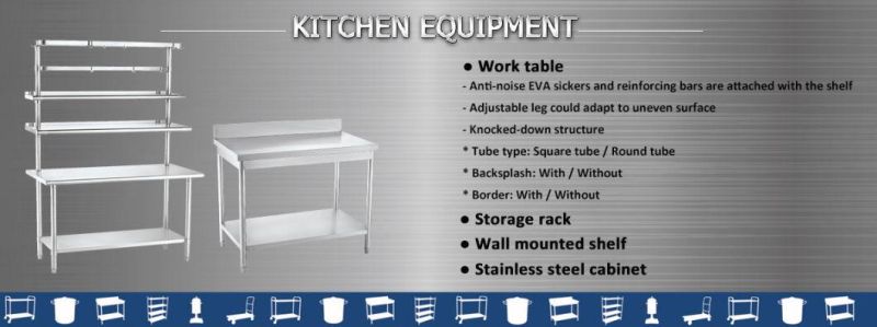 Kitchen Movable Stainless Steel Worktable Drawer Cabinet Without Cover