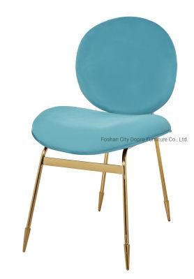 Simple Round Upholstered Dining Chair with Unique Design Stainless Steel Legs