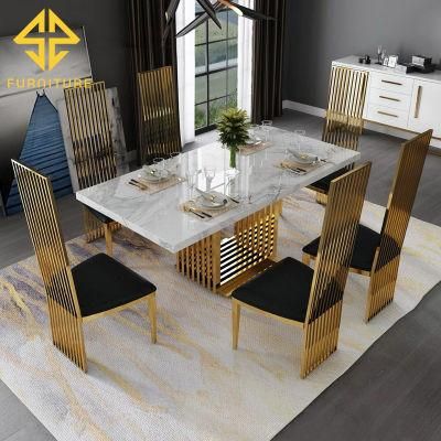 Modern Luxury Light Luxury Home Furniture Living Room Stainless Steel Metal Wedding Dining Table and Chair