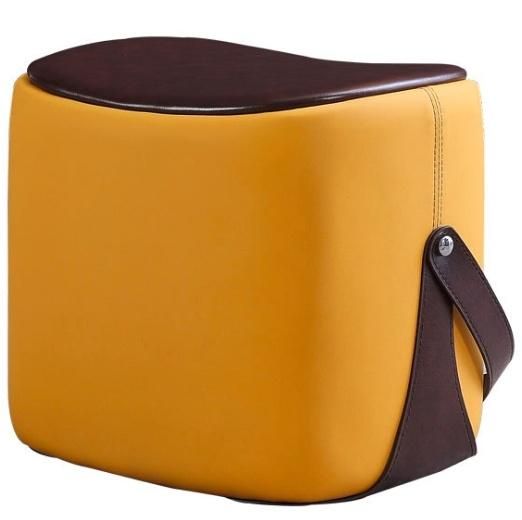 Upholstery Saddle Pouf Stool with Carry Belt