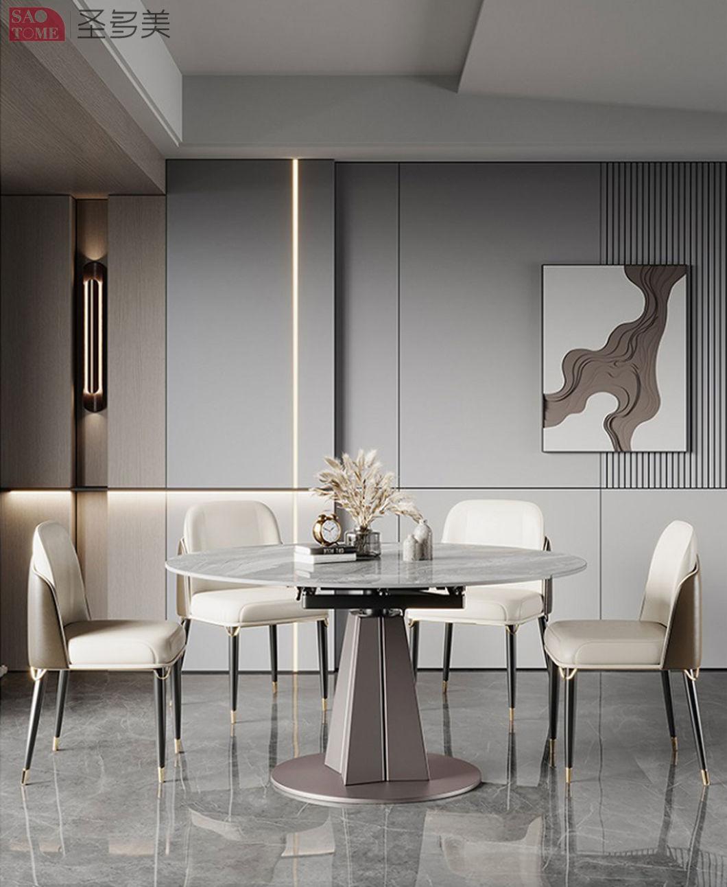 Hot Self Modern Style Hotel Restaurant Home Living Room Furniture Metal Slate Dining Table