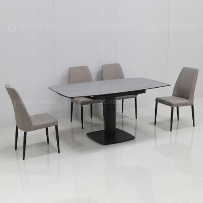 Modern Luxury Extendable Dining Tables Grey Top Ceramic Top Rotating Dining Table