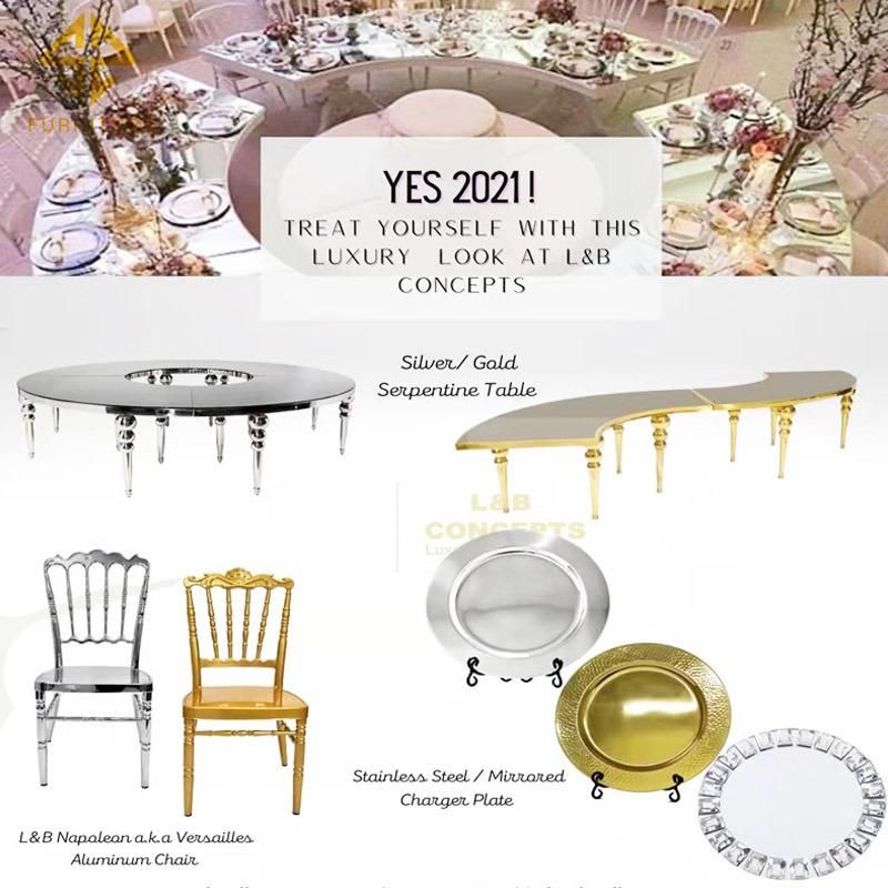 Elegant Design Stacking Stainless Steel Rococo Wedding Chair for Events
