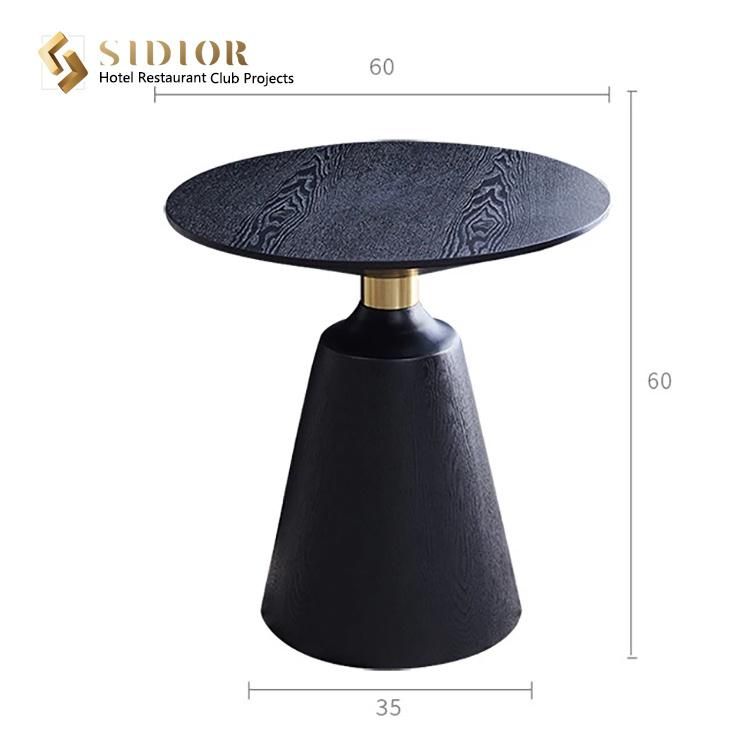 Modern Restaurant Furniture Black Steel Frame Marble Stone Round Dining Table