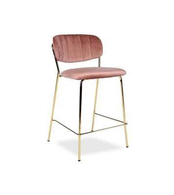 Modern Wholesale Velvet Bar Chair High-Leg Bar Stool Chair Outdoor Dining Chair