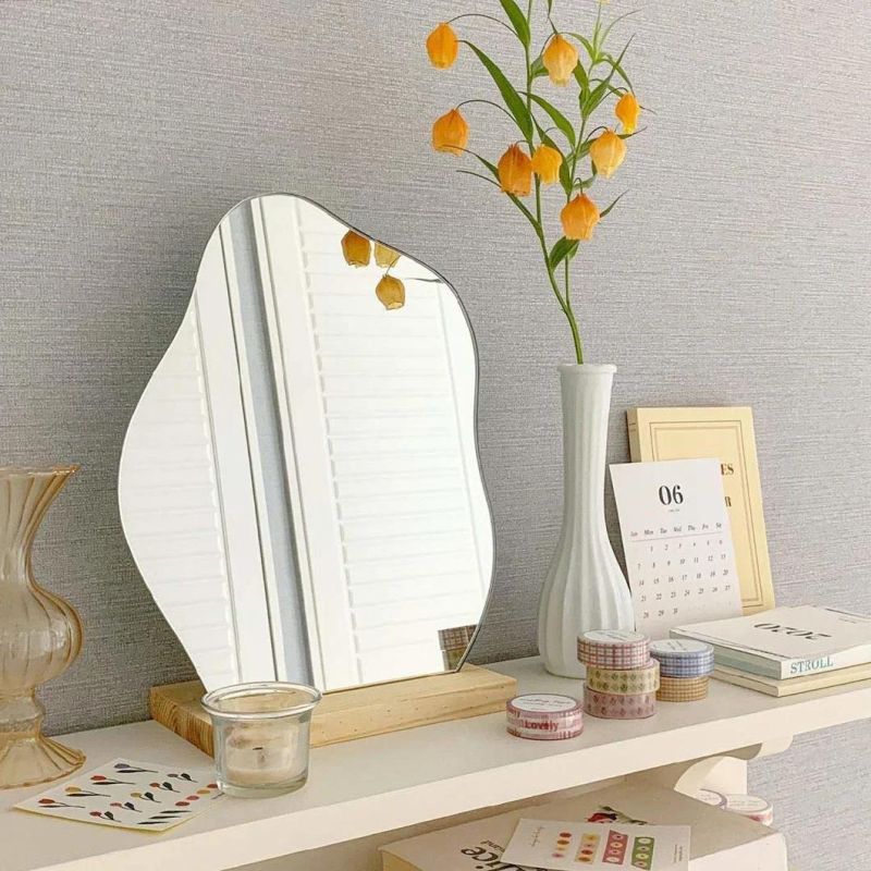 Factory Price Home Products Waterproof Desktop Stand Bathroom Mirror with Marble Base