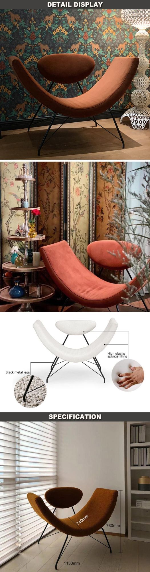 Living Room Modern Design Fabric Bending Recliner Leisure Accent Chair