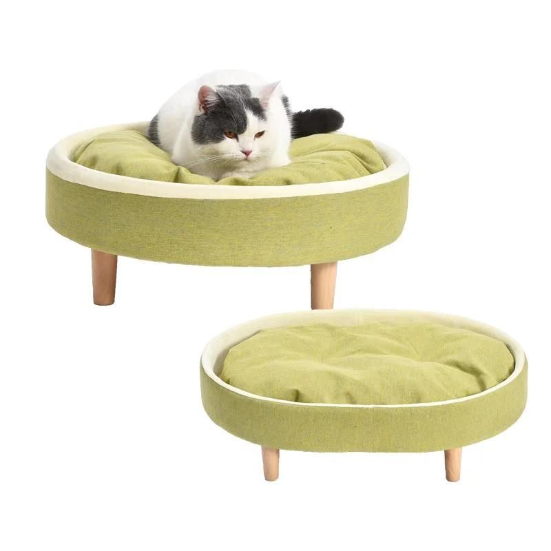 Home Modern Freshness Pet Kitty Sofa Bed Wood Fabric Multifunctional Cat Floor Furniture