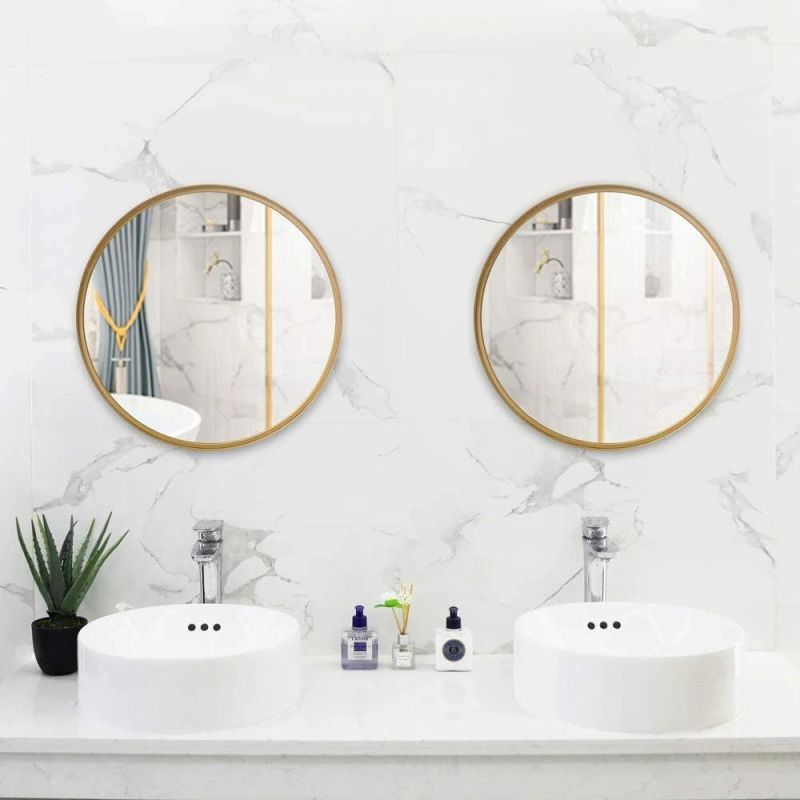 New Design 24 in X 24 in Satin Golden Round Aluminum Alloy Framed Bathroom Vanity Mirror