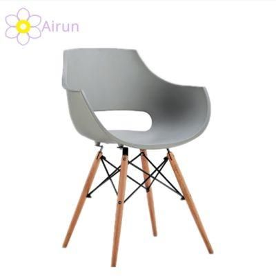 Dining Room Furniture Wooden Leg Modern Design Grey Plastic Dining Chair