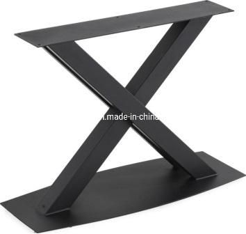 Modern Industial Style X-Shape Metal Frame Black Marble Dining Table