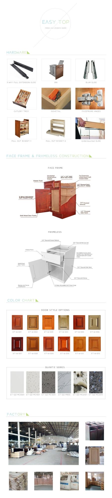 Modern Solid Wood Flat Panel Ready to Assemble Kitchen Cabinets