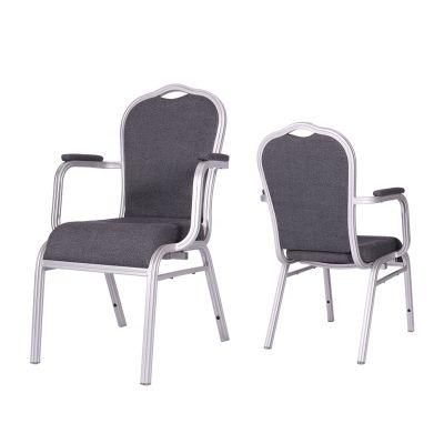 Wedding Hall Furniture Luxury Stacking Steel Aluminium Banquet Chair with Arms