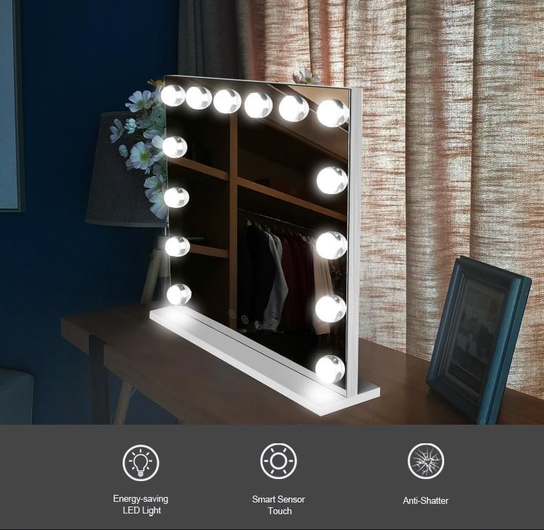 Dimmable Brightness High Definition LED Bathroom Mirror Hollywood Mirror for Makeup