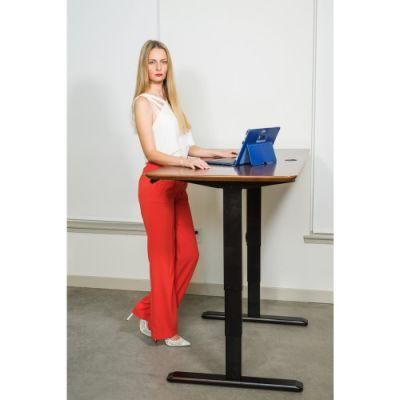 Organic Bamboo Curved Standing Desk Electric Height Adjustable Office Table