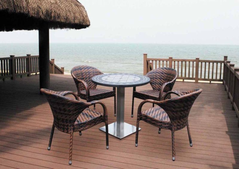 Patio Garden Aluminum PE Rattan Dining Chairs and Table