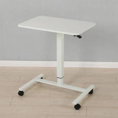 Computer Desk Modern Simple Wooden Metal Adjustable Height Laptop Desktop Table Stand Over Bed Side Table with Wheels