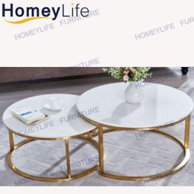 Stylish Modern Living Room Hone Bar Marble Metal Coffee Table