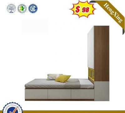 Modern Simple Design Bedroom Furniture Set Wardrobe Double Single Bed with Bookcase