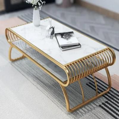 Simple Modern Coffee Table Nordic Small Apartment Living Room Rectangular Marble Iron Home Coffee Table Table Tea Table Slate