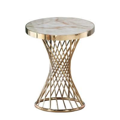 Wholesale Furniture Design Modern Marble Coffee Table/Tea Table/Dining Table with Chromed Metal Customized Sets Living Packing Pearl Room Tea