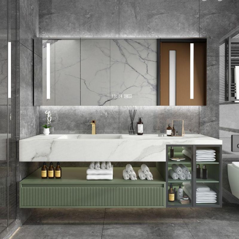 Luxury Bathroom Cabinet Furniture New Design Waterproof Bathroom Vanity with LED Mirror Cabinet