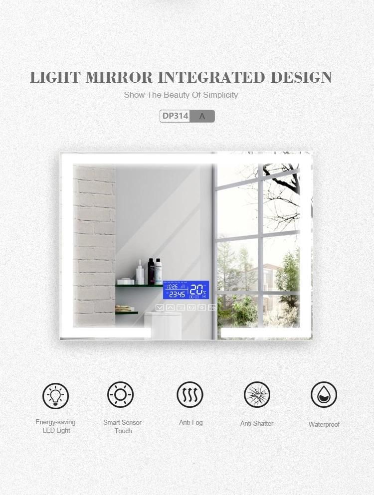 China Supplier of Hotel Smart Mirror Bathroom LED Wall Mounted Mirror with Touch Switch