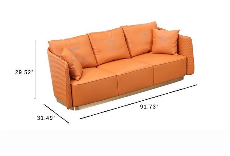 High-Quality Stylish Modern Stainless Steel Frame Leather Sofa for Living Room