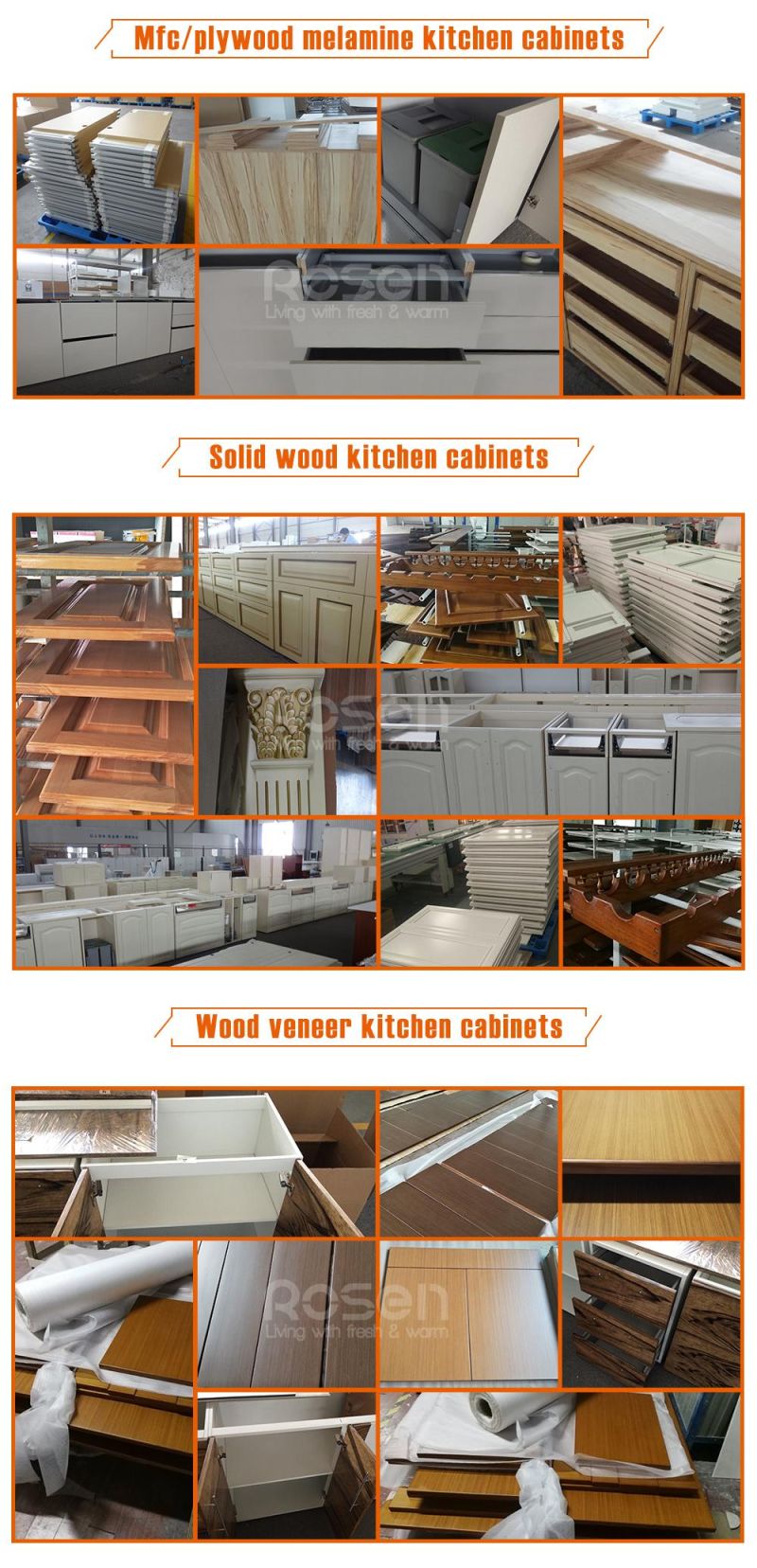 Orange Metallic Stainless Steel Kitchen Cabinets Furniture Hot Sale